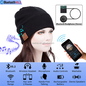Bluetooth v5.2 Beanie Tai nghe không dây âm nhạc hat với <span class=keywords><strong>microphone</strong></span> cho hads miễn phí nói chuyện 24 giờ chơi thời gian cho món quà - Product Image 4