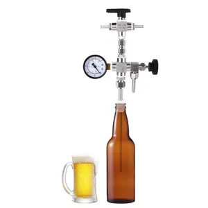 Pengisi botol tekanan Counter ditingkatkan dengan 0-60 pengukur tekanan, perangkat pembotolan bir Homebrew, Kit Transfer kontak bebas oksigen