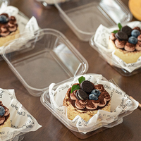 Tiramisu prêt à expédier emballage pratique boîte à gâteau Bento compacte et claire boîtes d'emballage à emporter pour dessert en plastique basque