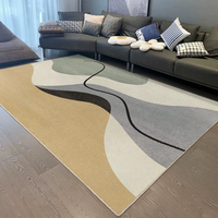 Tapis de salon résistant aux taches, facile d'entretien, tapis de table basse, toucher luxueux, sophistication, velours cristal, motif rayé et à carreaux