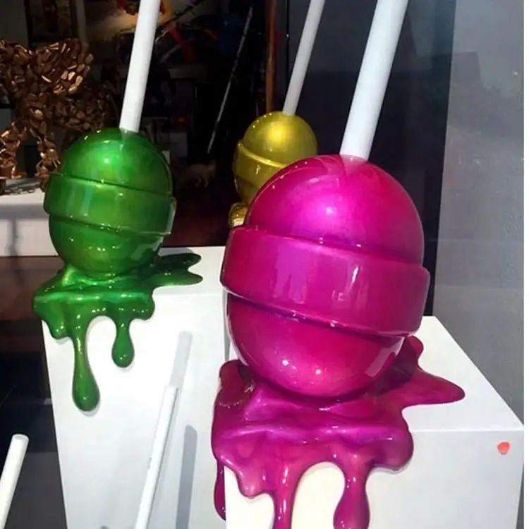 Escultura de arte Pop Candy, estilo de goteo más popular, arte de fibra de vidrio, lollipop escultura en venta