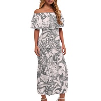 Robe Hawaïenne Traditionnelle Décontractée Style Samoan Puletasi pour Femme, Ensemble Deux Pièces Sexy Grande Taille pour l'Été