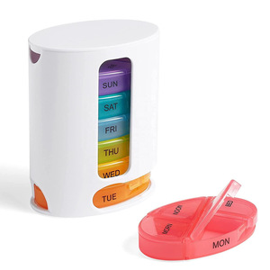 Organisateur de pilules écologique pour voyage, 7 jours, 4 compartiments, boîte à médicaments en plastique arc-en-ciel, étuis de rangement hebdomadaire pour pilules - Product Image 3