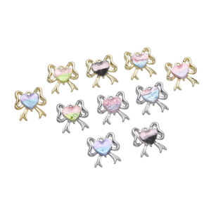 Pendentif en résine Cœur dégradé avec nœud, accessoires de bijoux DIY pour bracelet, collier, chaîne de téléphone, 1 pièce, sac OPP, origine Yiwu - Product Image 5