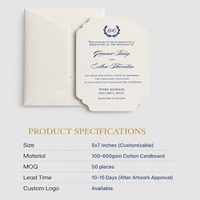 Invitation de mariage de luxe bleu poussière, carton de coton 600 g/m², gaufrage à sec, forme personnalisée, impression typographique, suite de cartes de mariage élégante