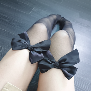 Calcetines hasta la rodilla de malla con cinta a la moda para mujer - Product Image 1