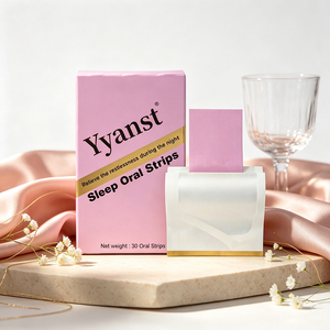 Bandes de film orales dissolvables à base de plantes, 30 pièces, rose clair avec rayures dorées, boîte en papier, OEM, marque privée, vente en gros - Product Image 3