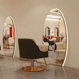 Salon Ellipse Grand Acier Inoxydable/Alliage d'Aluminium Lumineux Led Lumineux Miroir De Salon Éclairé Maquillage Miroir De Barbier - Product Image 4