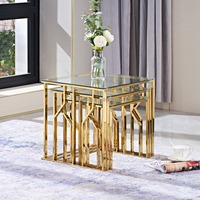 Ensemble de table d'angle en acier inoxydable, meubles de salle à manger, table métallique, 6 pièces