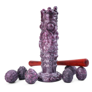 N-MR5309 Monster Hollow Dildo Fantasy Ovipositor avec 6 œufs en silicone et bâton en <span class=keywords><strong>bois</strong></span> pour jeu anal vaginal, pose d'œufs, jeu BDSM pour adultes - Product Image 2