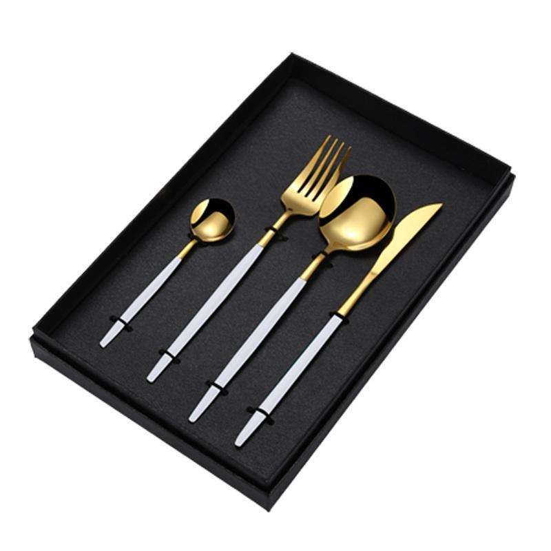 4ชิ้นสีขาว + ทองพร้อมกล่อง