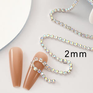 美甲沙龙2毫米细爪链闪亮奢华银饰品，可切割DIY金属魅力美甲配件 - Product Image 6