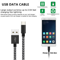 Kabel Data USB Type C Berbahan Nilon Kepang Warna-warni Universal Factory Stock