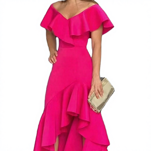 Vestido de Fiesta para Mujer, Cuello Redondo, Sin Mangas, Largo hasta el Suelo, Color Sólido, Silueta Ajustada, Casual, Satinado, Transpirable, con Bolsillos Naturales - Product Image 4
