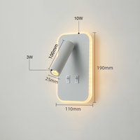 Applique murale LED moderne et simple pour intérieur, avec angle réglable, interrupteurs marche/arrêt et fonctions de lecture, idéale pour les hôtels et les chevets.