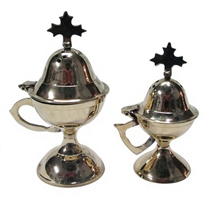 Quemador de Incienso de Latón Estilo Europeo, Juego de Regalo con Acabado Pulido, Decoración de Mesa, Artículos Religiosos Ortodoxos, Difusor de Aroma - Product Image 1