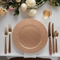 Assiette de présentation en plastique doré haut de gamme, peinte à la main, pour fête, restaurant, mariage, événement, élégante, rétro, luxueuse, circulaire