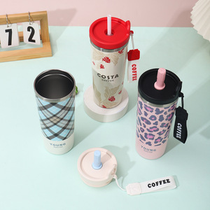 Stainless Steel Tumbler 316 <b>Double</b> <b>Wall</b> Vacuum Insulated Travel <b>Mug</b> With Straw And Cover For Outdoor Use - Product Image 3