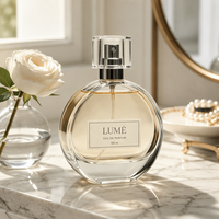 Flacon de parfum en verre de luxe de forme ronde avec pulvérisateur doré et bouchon à vis 30ml/50ml, atomiseur de parfum vide pour emballage cosmétique