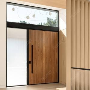 Puerta de entrada delantera de alta calidad de proveedor superior de China, puerta de entrada de 10 pies, estilo pivote, entrada grande, puertas pivotantes de madera maciza - Product Image 3