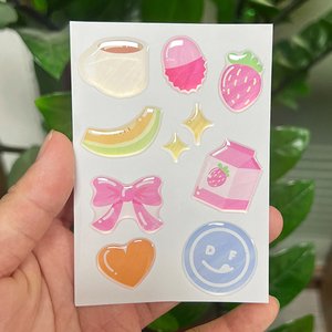 Hojas de pegatinas personalizadas 3D con efecto abombado, calcomanías de vinilo en relieve con logo de marca, impermeables para negocios de cosméticos y cuidado de la piel - Product Image 1
