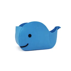 Blue Whale cute animal baby felt toy storage tray organizer cestino portaoggetti in feltro per animali