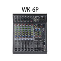 Console de mixage professionnelle WK-6P fabriquée en usine, fonction 99 effets audio, console de mixage 6 canaux