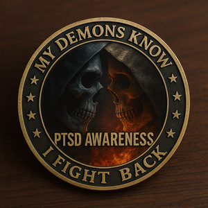 Moneta Commemorativa Personalizzata in Metallo, Souvenir Americano, Moneta del Soggiorno in Campo di Battaglia (PTSD), Moneta Sfida per Veterani da Collezione - Product Image 1