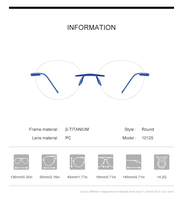 Gafas Borregls sin montura de titanio para hombre, diseño de marca, montura ultraligera, gafas redondas sin marco para mujer, gafas ópticas 18563