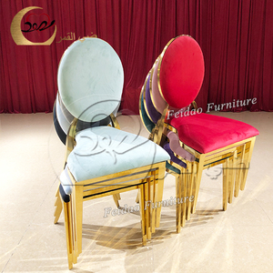 Chaise de banquet de luxe en acier inoxydable doré avec pieds en X pour salle de réception de mariage - Product Image 3
