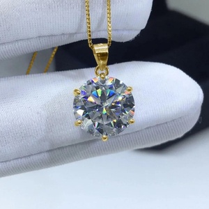 จี้เพชรโมอิสซาไนต์ทรงกลมเจียระไนแบบ VVS ขายส่งจากโรงงาน สร้อยคอทอง 14k ชุบทองสำหรับผู้หญิง - Product Image 6