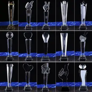 Honor Of Crystal New Design Glass Awards Custom Crystal Trophy Optical Crystal Art Trophy For Sports Events