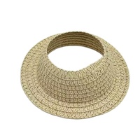 Vente en gros transfrontalière : Mini chapeau de paille naturelle respirant pour poupée et jouet pour animal de compagnie, modèle d'été sans oreilles et à calotte vide, pour tête de 48-50 cm