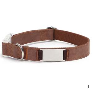 Collier pour chien en cuir souple rembourré avec des rubans gravés de dessins animés, respectueux de la peau, boucle transparente antidérapante, motif uni - Product Image 6