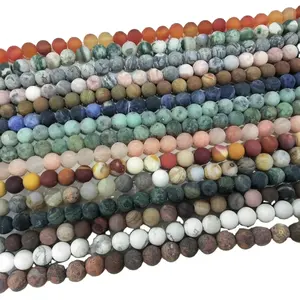 Fashion Jewelry Making Necklace Bracelet Beads Natural Matte Frosted Gemstone Semi-precious Round Beads