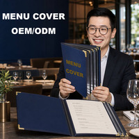 Porte-menu en cuir double face personnalisé avec logo A4, imperméable, transparent, durable, pour restaurant, café, hôtel, bar, couverture d'album