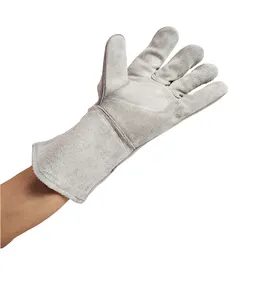 China Manufacturer's CE Certified Long Cowhide Tig Welding Glove Custom XL Size Cotton Liner for Argon Welder's Safety Wholesale