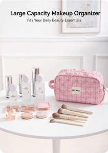 Bolsa <span class=keywords><strong>de</strong></span> <span class=keywords><strong>Maquillaje</strong></span> Sparkle Tweed <span class=keywords><strong>de</strong></span> Gran Capacidad (4L), Organizador <span class=keywords><strong>de</strong></span> Viaje <span class=keywords><strong>con</strong></span> Divisores Internos y Tirador <span class=keywords><strong>de</strong></span> Cremallera, Logotipo Personalizado - Product Image 2
