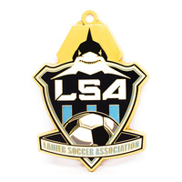 Prix artisanal en métal personnalisé, émail paillettes or Sports Football médaille pour le gagnant, vente en gros