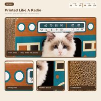Maison pour chat en carton style radio rétro avec design imprimé boombox, cadran de tuner et haut-parleur, pour chats d'intérieur, vente en gros, fourniture d'usine
