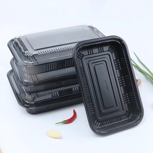 Barquette jetable en PVC/PET noir avec emballage blister pour biscuits, sandwichs, nouilles, usage en supermarché et aliments frais - Product Image 5