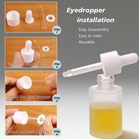 Flache Schulterzylinder-Glasflasche mit Tropfer Klares Mattglas 20ml Bleifreie Kosmetikverpackung Augentropfen Weiß Rund