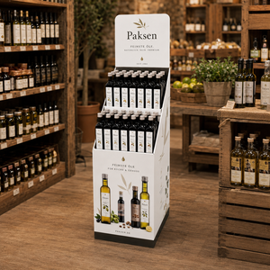 Corrugated Cardboard Floor Display <b>Stand</b> for Olive Oil Bottles Supermarket Retail POS Display - Product Image 3