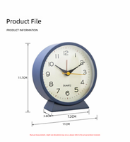 Horloge de bureau analogique électronique silencieuse moderne, ronde, en métal, mini, à piles, avec alarme, pour chambre à coucher, bureau, décoration de la maison