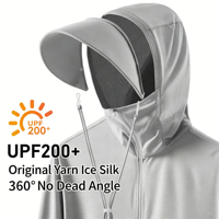 Sweat à capuche en soie glacée anti-UV UPF50+ à séchage rapide, ultra-léger, respirant, avec fermeture éclair intégrale et poches, idéal pour l'extérieur
