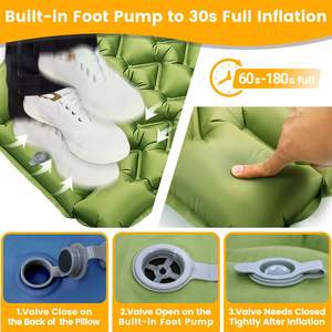 Tapis de camping gonflable épais de 4 pouces pompe à pied intégrée large coussin de <span class=keywords><strong>couchage</strong></span> compact pour voyage <span class=keywords><strong>sac</strong></span> à dos voiture Camping - Product Image 3