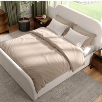 Lit moderne King, double, simple, Queen, Pebble, Queen, Oat, design capitonné, revêtement en tissu velours doux, cadre en bois, rembourrage en cuir