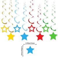 Set de Decoración para Fiestas de Cumpleaños Transfronterizo, Guirnaldas de Cumpleaños, Adornos Espirales Coloridos, Estrellas de Papel PET para Fiestas