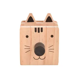 Storage Rack Mobile Phone Holder Stationery Solid Wood Cute Animal Multi-function Pen Holder Glasses Frame Creative Desktop