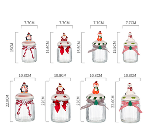 크리스마스 액세서리 유리 주방 보관 항아리 Xmas 세라믹 뚜껑 기타 가정 보관 용기 - Product Image 2